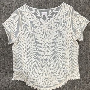 White Embroidered Women's Top